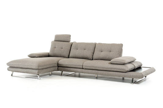 Divani Casa Porter - Modern Grey Fabric Left Facing Sectional Sofa