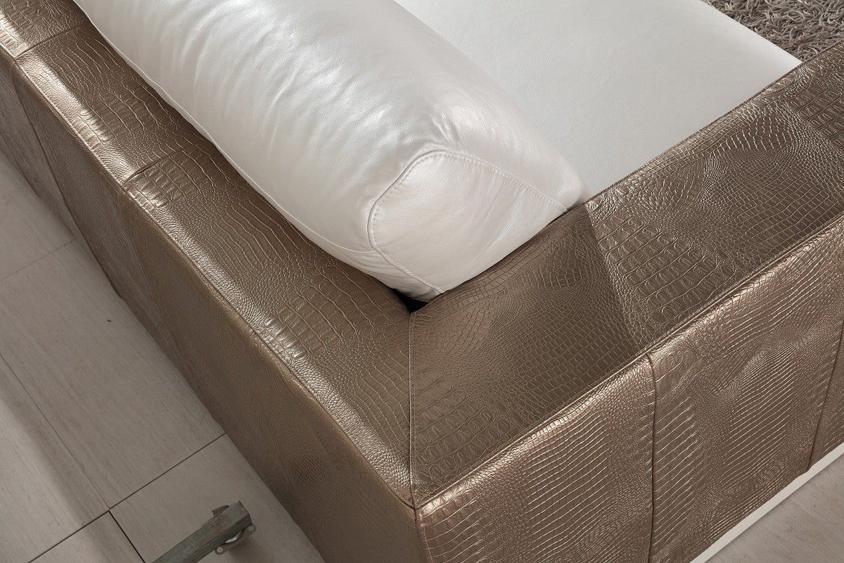 Divani Casa Cordova Modern Bronze & White Leather Sofa Set - 73579