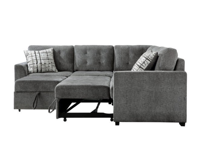 9311GY*SC 3-Piece Sectional with Pull-out Bed and Pull-out Ottoman