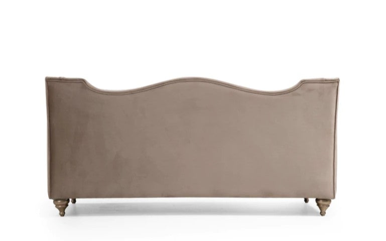 Zeus Beige Velvet Sofa & Loveseat with Nailhead Trim