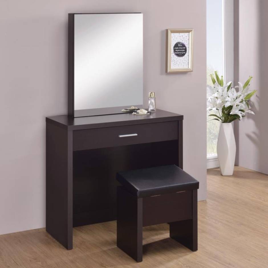 300289 Vanity Set With Lift-Top Stool Cappuccino