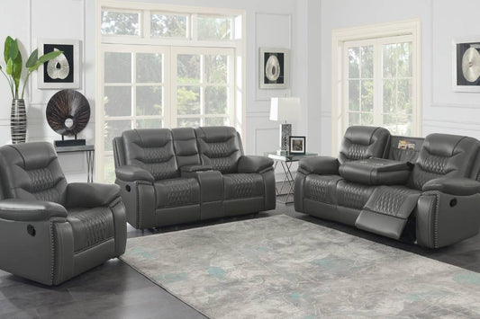 Flamenco  Tufted Upholstered Motion Living Room Set Charcoal - 610204