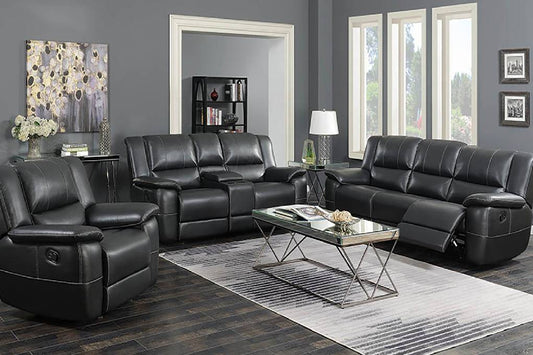 Lee Upholstered Pillow Top Arm Living Room Set Black - 601061