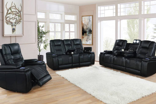 Zane Upholstered Living Room Set Black - 651301PP