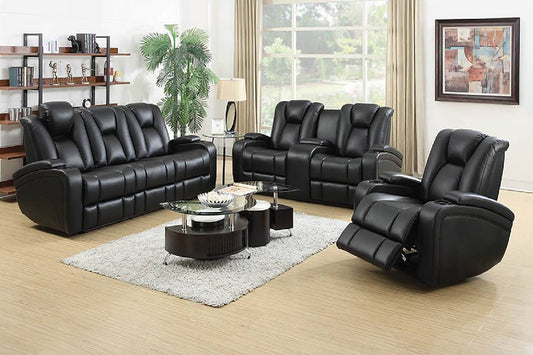 Delange Upholstered Tufted Living Room Set Black - 601741P-S3
